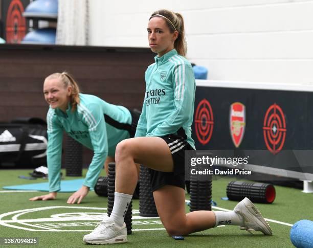 Jordan Nobbs of Arsenal during the Arsenal Women's training session at London Colney on March 22, 2022 in St Albans, England.