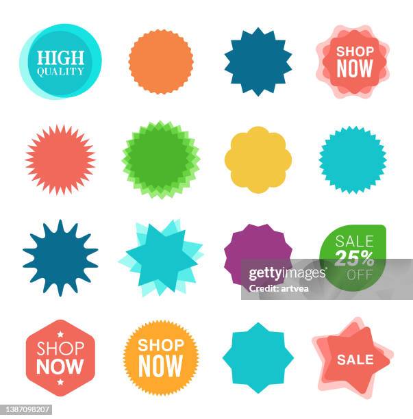 illustrations, cliparts, dessins animés et icônes de autocollants de vente starburst - halo lumineux