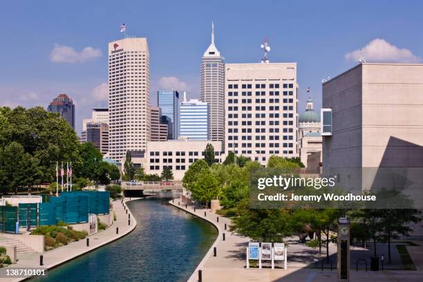 canal in urban city - indianapolis stock pictures, royalty-free photos & images