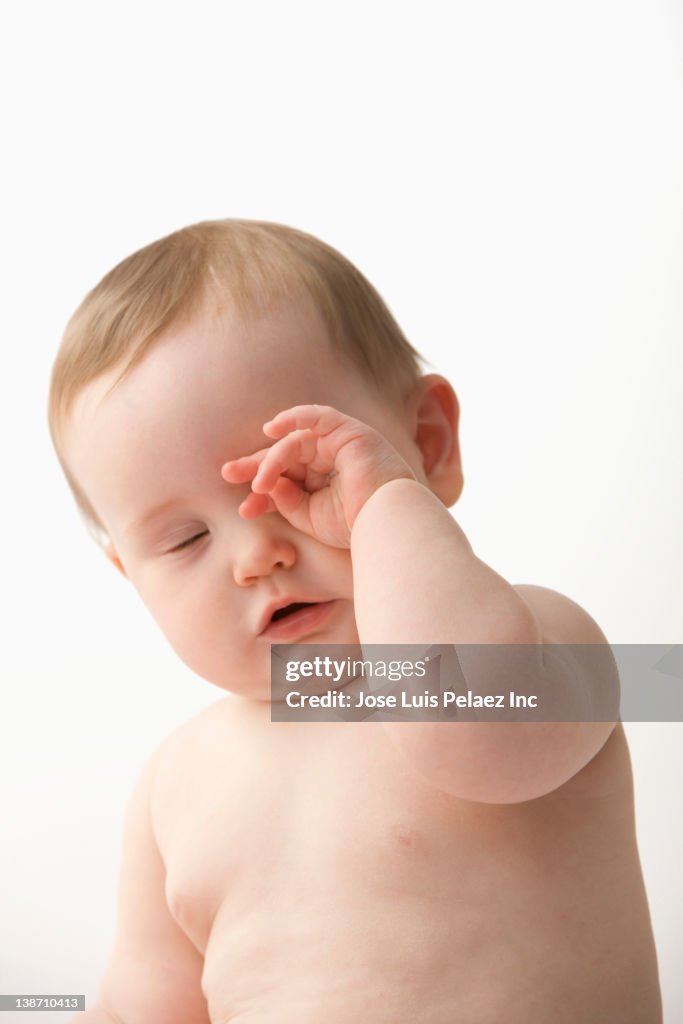 Sleepy Caucasian baby girl
