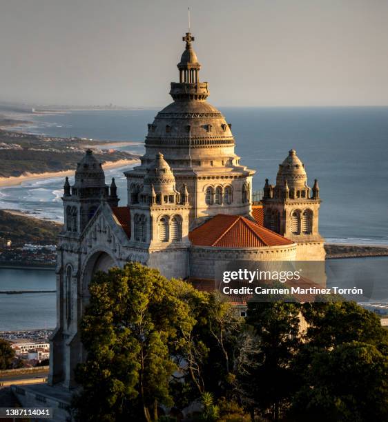 sanctuary of saint lucia seen from the mount of saint lucia at sunset, viana do castelo, portugal. - lucia bildbanksfoton och bilder