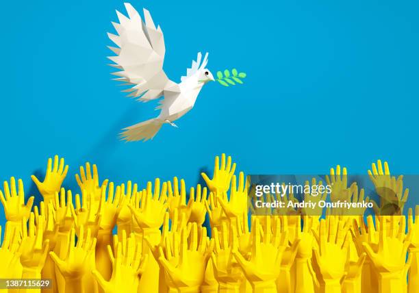 peace for ukraine - 3d bird stock-fotos und bilder