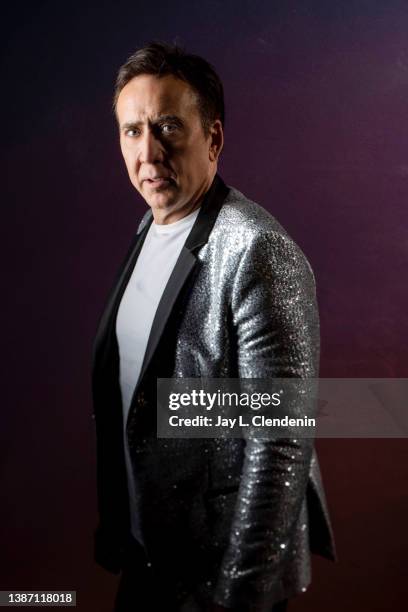 Actor Nicolas Cage from 'The Unbearable Wight Of Massive Talent' is photographed for Los Angeles Times on March 12, 2022 at SXSW Film Festival in...