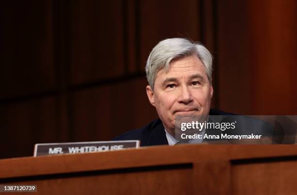 Sen. Sheldon Whitehouse questions U.S. Supreme Court nominee Judge Ketanji Brown Jackson during her Senate Judiciary Committee confirmation hearing...