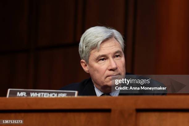 Sen. Sheldon Whitehouse questions U.S. Supreme Court nominee Judge Ketanji Brown Jackson during her Senate Judiciary Committee confirmation hearing...