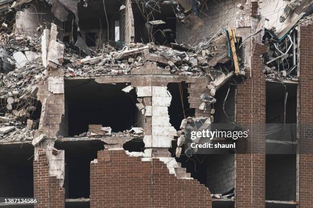 apartment building demolition - breaking stock pictures, royalty-free photos & images