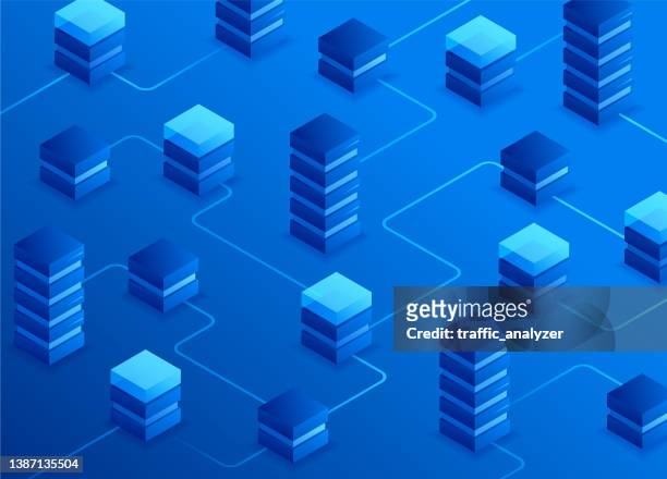 database isometric background - cloud cable stock illustrations