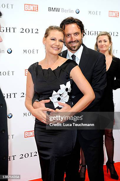 Felix Seitz and Sophie Schuett attend the 'Festival Night By Bunte And BMW ' during the 62th Berlin International Film Festival at the Humboldt CarrŽ...