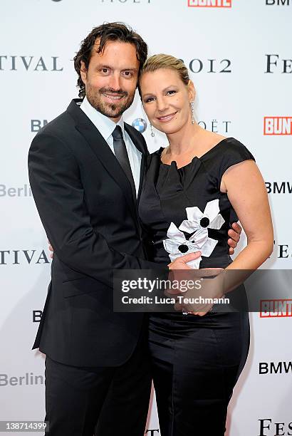 Felix Seitz and Sophie Schuett attend the 'Festival Night By Bunte And BMW ' during the 62th Berlin International Film Festival at the Humboldt CarrŽ...