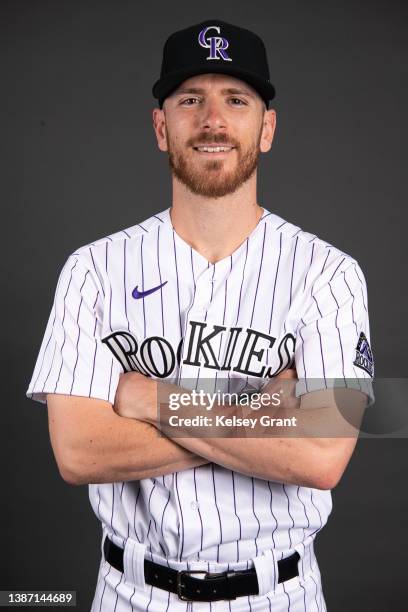 Chad Kuhl of the Colorado Rockies poses during Photo Day at Salt River Fields at Talking Stick on March 22, 2022 in Scottsdale, Arizona.