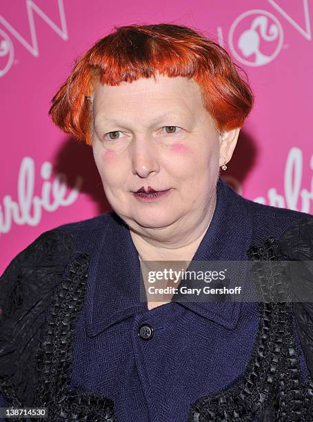 Fashion writer Lynn Yaeger attends the Barbie: The Dream Closet event during Mercedes-Benz Fashion Week at the David Rubenstein Atrium on February...