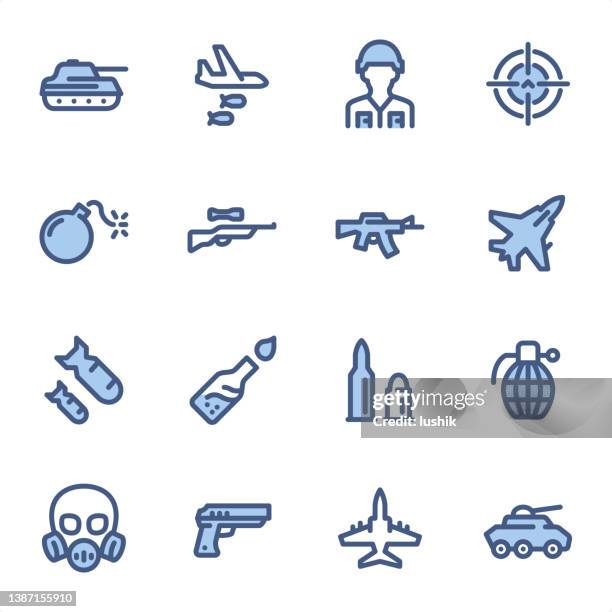 armee & militär - pixel perfect blaue liniensymbole - us air force stock-grafiken, -clipart, -cartoons und -symbole