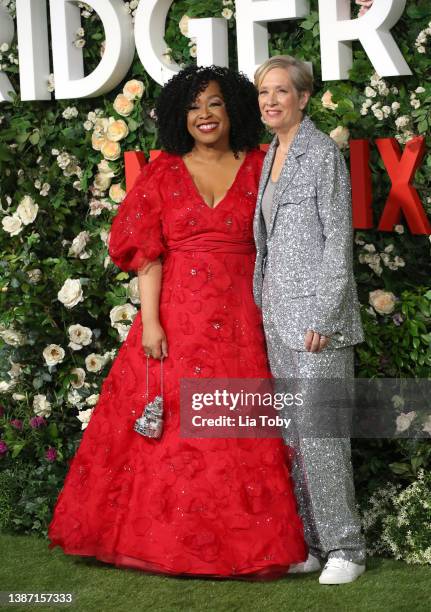 Shonda Rhimes and Betsy Beers attend the "Bridgerton" Series 2 World Premiere at Tate Modern on March 22, 2022 in London, England.