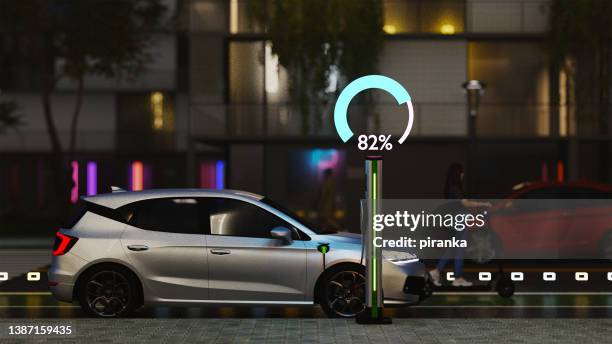 electric vehicle charging - hologram city stock pictures, royalty-free photos & images