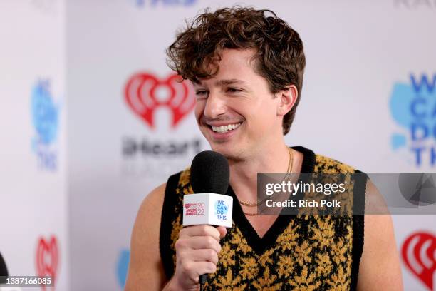 Charlie Puth attends the 2022 iHeartRadio Music Awards at The Shrine Auditorium in Los Angeles, California on March 22, 2022. Broadcasted live on FOX.