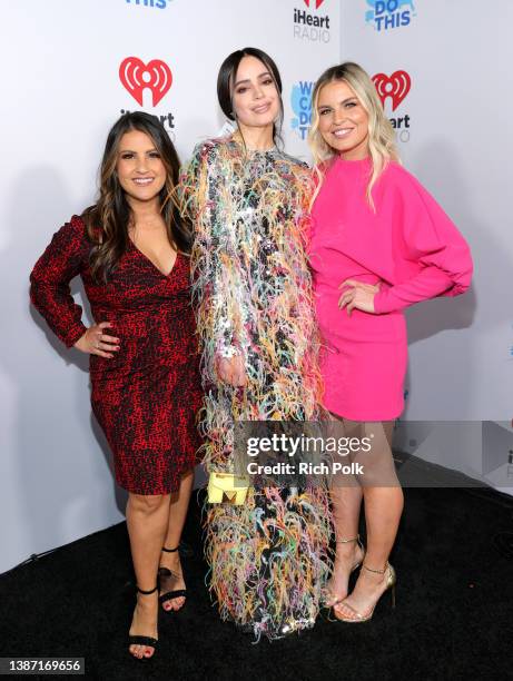 Sisanie, Sofia Carson, Tanya Rad attend the 2022 iHeartRadio Music Awards at The Shrine Auditorium in Los Angeles, California on March 22, 2022....