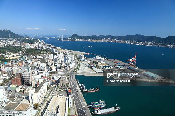 kanmon straights, shimonoseki, yamaguchi, japan - kitakyushu stock pictures, royalty-free photos & images