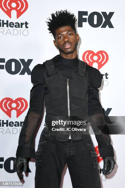 Lil Nas X attends the 2022 iHeartRadio Music Awards at The Shrine Auditorium in Los Angeles, California on March 22, 2022. Broadcasted live on FOX.
