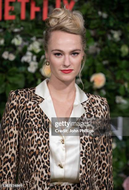 Jessica Madsen attends the "Bridgerton" Series 2 World Premiere at Tate Modern on March 22, 2022 in London, England.