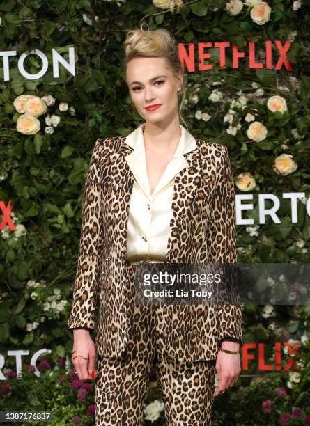 Jessica Madsen attends the "Bridgerton" Series 2 World Premiere at Tate Modern on March 22, 2022 in London, England.