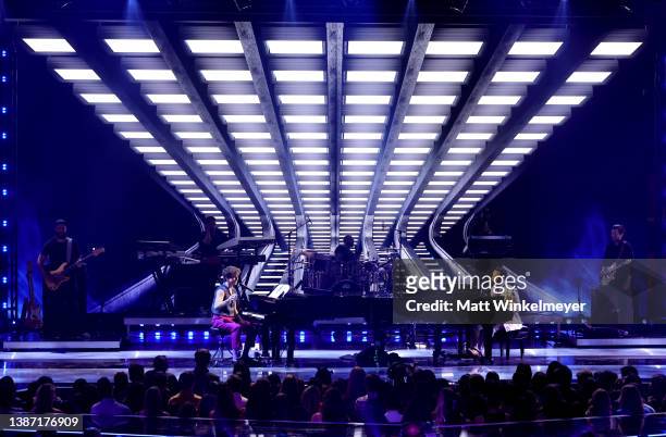 Charlie Puth and John Legend perform onstage at the 2022 iHeartRadio Music Awards at The Shrine Auditorium in Los Angeles, California on March 22,...