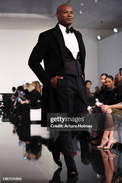 Tyson Beckford walks the runway at the Ralph Lauren Fall 2022 Fashion Show at the Museum of Modern Art on March 22, 2022 in New York City.