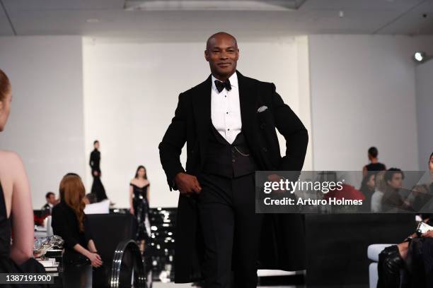 Tyson Beckford walks the runway at the Ralph Lauren Fall 2022 Fashion Show at the Museum of Modern Art on March 22, 2022 in New York City.