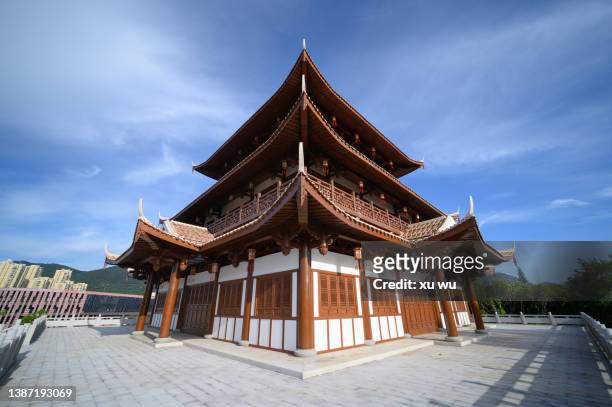 chinese traditional architecture wooden building door marble - chinese decoration stock pictures, royalty-free photos & images