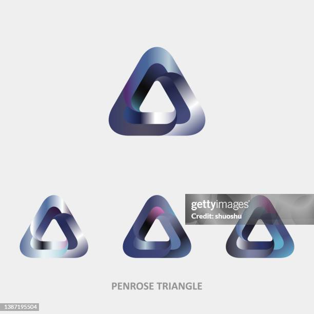 abstract color gradient penrose triangle pattern collection - penrose triangle stock illustrations