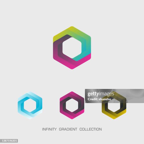 abstract color infinity turning gradient hexagon pattern collection - data collection abstract stock illustrations