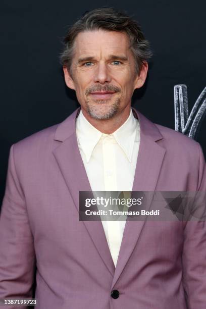 Ethan Hawke attends the premiere of Marvel Studios' "Moon Knight" at El Capitan Theatre on March 22, 2022 in Los Angeles, California.