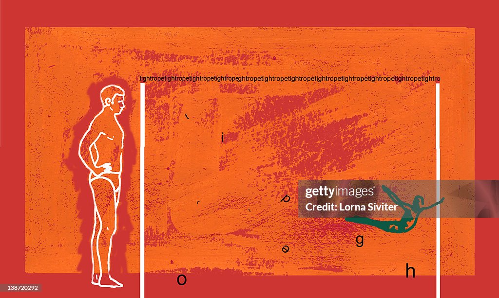 A man about to walk on a tight rope