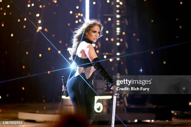 Honoree Jennifer Lopez performs onstage at the 2022 iHeartRadio Music Awards at The Shrine Auditorium in Los Angeles, California on March 22, 2022....