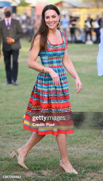 Catherine, Duchess of Cambridge visits Trench Town, the birthplace of reggae music, on day four of the Platinum Jubilee Royal Tour of the Caribbean...