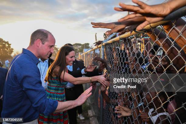Catherine, Duchess of Cambridge and Prince William, Duke of Cambridge visit Trench Town, the birthplace of reggae music, on day four of the Platinum...