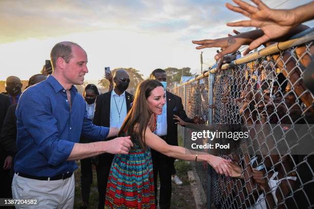 Catherine, Duchess of Cambridge and Prince William, Duke of Cambridge visit Trench Town, the birthplace of reggae music, on day four of the Platinum...