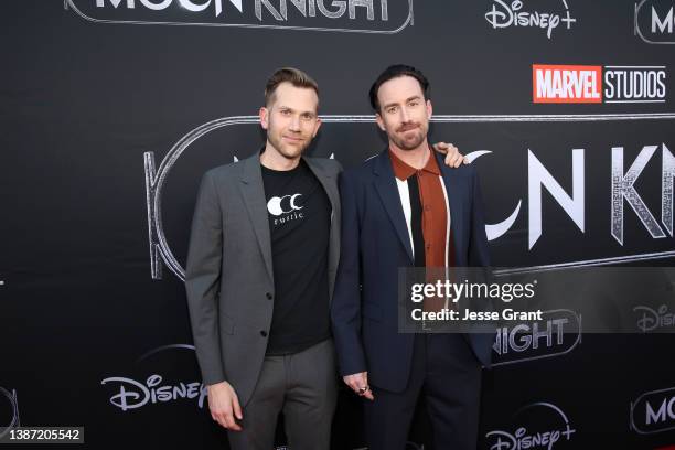 Aaron Moorhead, Director and Justin Benson, Director attend the Moon Knight Los Angeles Special Launch Event at the El Capitan Theatre in Hollywood,...