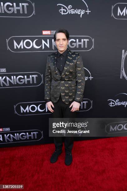 David Dastmalchian attends the Moon Knight Los Angeles Special Launch Event at the El Capitan Theatre in Hollywood, California on March 22, 2022.
