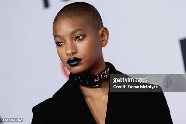 Willow Smith arrives at the 2022 iHeartRadio music awards at Shrine Auditorium and Expo Hall on March 22, 2022 in Los Angeles, California.