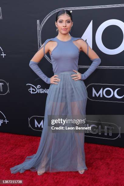 Xochitl Gomez attends the premiere of Marvel Studios' "Moon Knight" at El Capitan Theatre on March 22, 2022 in Los Angeles, California.