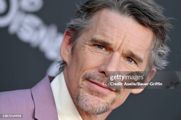 Ethan Hawke attends the Premiere of Marvel Studios' "Moon Knight" at El Capitan Theatre on March 22, 2022 in Los Angeles, California.