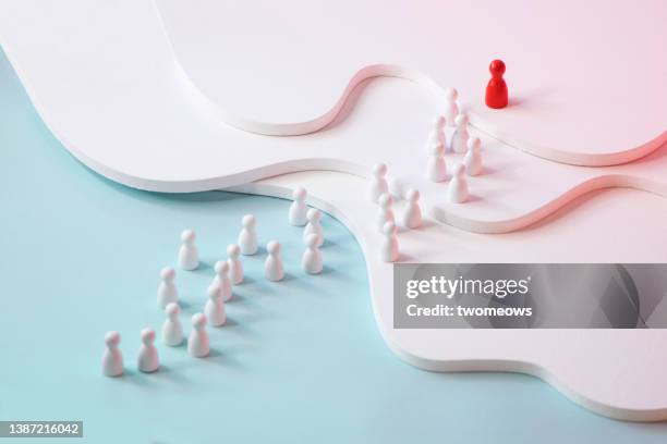 leadership concepts still life with figurine. - leading foto e immagini stock