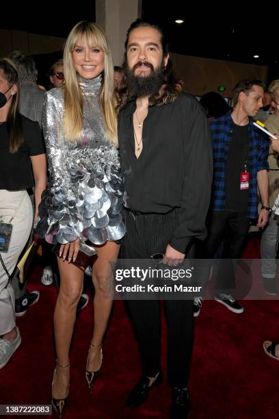 Heidi Klum and Tom Kaulitz attend the 2022 iHeartRadio Music Awards at The Shrine Auditorium in Los Angeles, California on March 22, 2022....