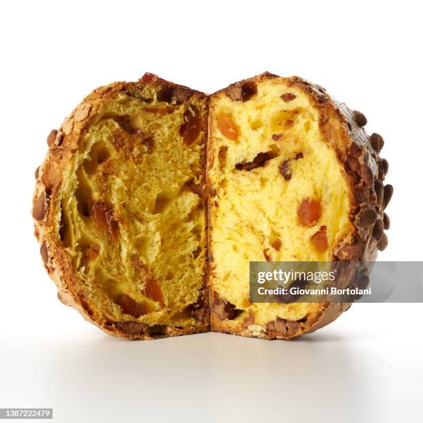 classic christmas panettone on white background - panettone stockfoto's en -beelden