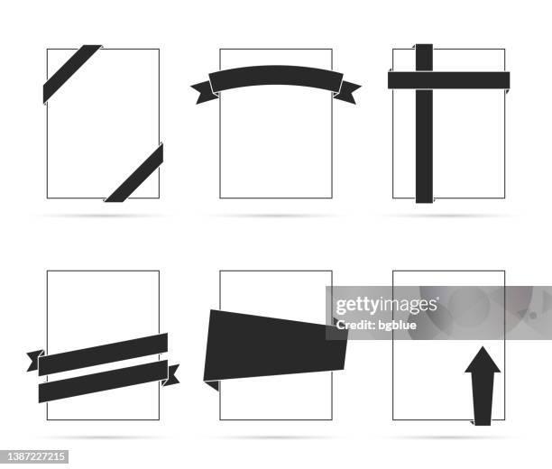 Black Ribbon Insert Set Of Black Ribbons On Blank White Labels Design Elements High-Res ...