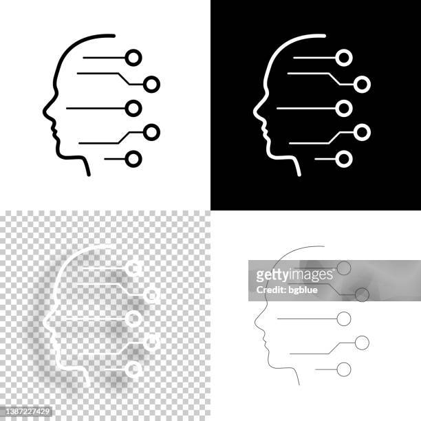 human face and circuit board. icon for design. blank, white and black backgrounds - line icon - black face vector stock illustrations