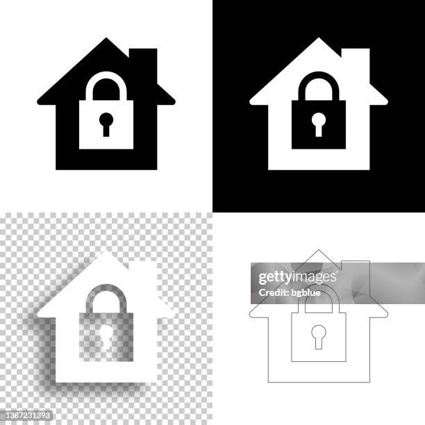 home security - house with padlock. icon for design. blank, white and black backgrounds - line icon - security alarm system stock illustrations