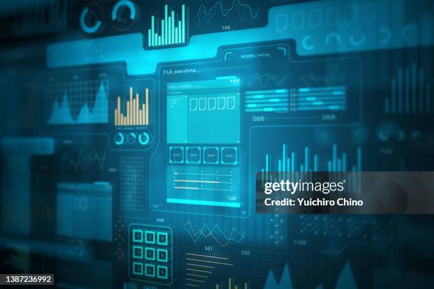 technology graphical user interface data screen - big data visualization stock-fotos und bilder