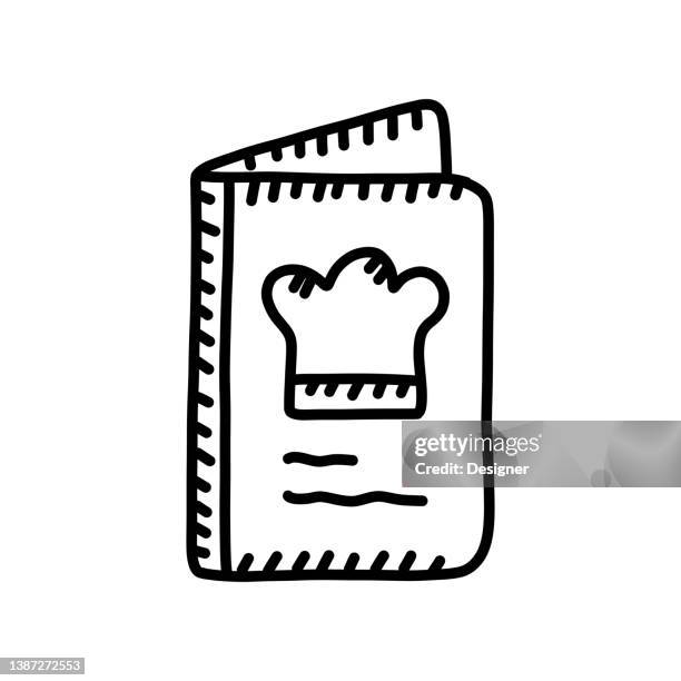 recipe book hand drawn icon, doodle style vector illustration - cook book vector stock illustrations