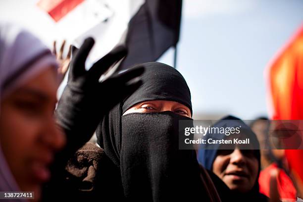 Egyptians attend a protest against the military rulers of the country after friday prayers at Tharir Square on February 10, 2012 in Cairo, Egypt....